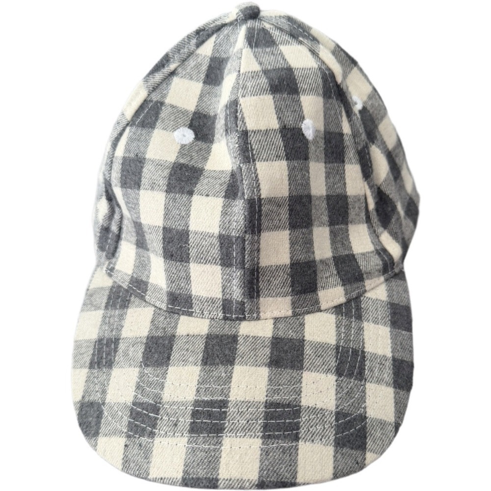 Checkered plaid baseball cap faux wool adjustable one size white gray unisex